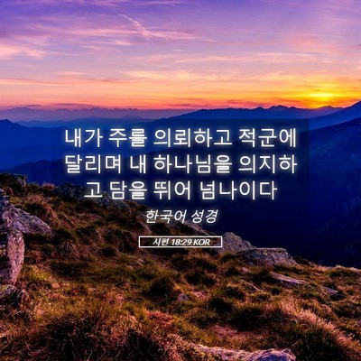 Picture 05 - 시편 18:29 KOR - 내가 주를 의뢰하고 적군에 달리며 - Bible Verse Picture
