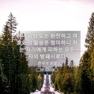 Picture 05 - 시편 18:30 KOR - 하나님의 도는 완전하고 여호와의 - Bible Verse Picture
