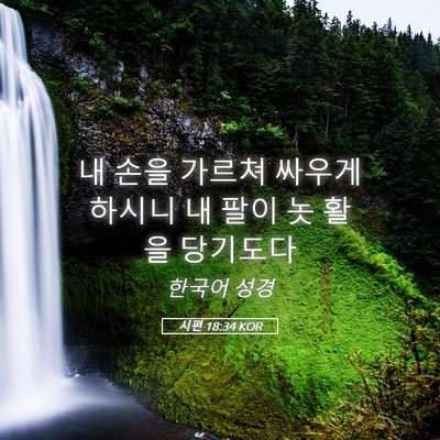 Picture 05 - 시편 18:34 KOR - 내 손을 가르쳐 싸우게 하시니 내 - Bible Verse Picture