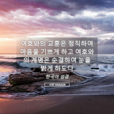 Picture 05 - 시편 19:8 KOR - 여호와의 교훈은 정직하여 마음을 - Bible Verse Picture