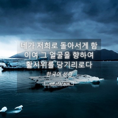 Picture 05 - 시편 21:12 KOR - 네가 저희로 돌아서게 함이여 그 - Bible Verse Picture