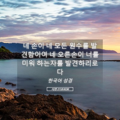 Picture 05 - 시편 21:8 KOR - 네 손이 네 모든 원수를 발견함이여 - Bible Verse Picture
