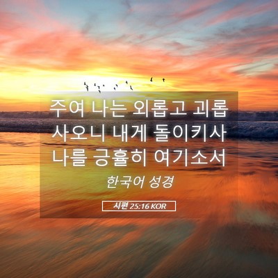 Picture 05 - 시편 25:16 KOR - 주여 나는 외롭고 괴롭사오니 내게 - Bible Verse Picture