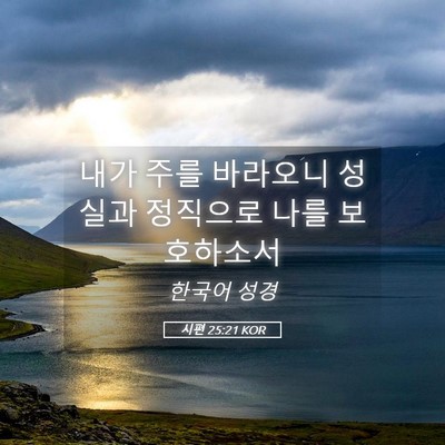 Picture 05 - 시편 25:21 KOR - 내가 주를 바라오니 성실과 정직으로 - Bible Verse Picture