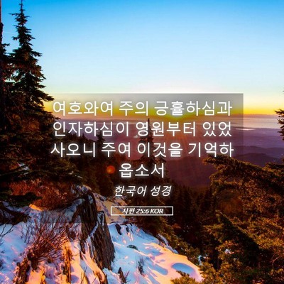 Picture 05 - 시편 25:6 KOR - 여호와여 주의 긍휼하심과 - Bible Verse Picture