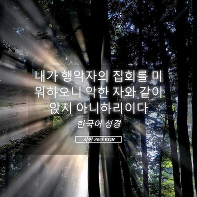 Picture 05 - 시편 26:5 KOR - 내가 행악자의 집회를 미워하오니 - Bible Verse Picture