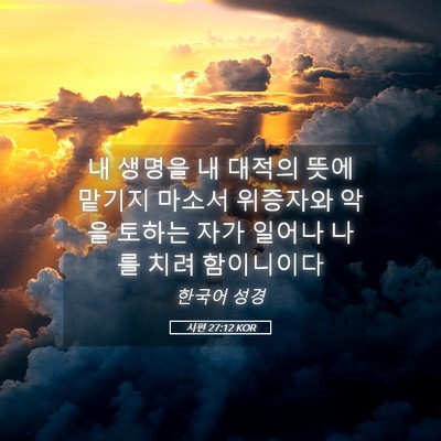 Picture 05 - 시편 27:12 KOR - 내 생명을 내 대적의 뜻에 맡기지 - Bible Verse Picture