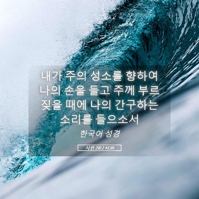 Picture 05 - 시편 28:2 KOR - 내가 주의 성소를 향하여 나의 손을 - Bible Verse Picture