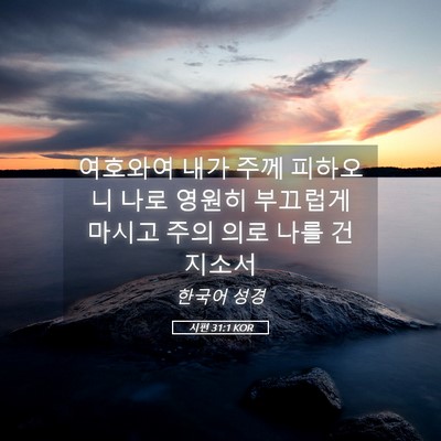 Picture 05 - 시편 31:1 KOR - 여호와여 내가 주께 피하오니 나로 - Bible Verse Picture