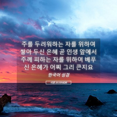 Picture 05 - 시편 31:19 KOR - 주를 두려워하는 자를 위하여 쌓아 - Bible Verse Picture