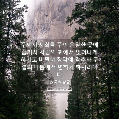 Picture 05 - 시편 31:20 KOR - 주께서 저희를 주의 은밀한 곳에 - Bible Verse Picture