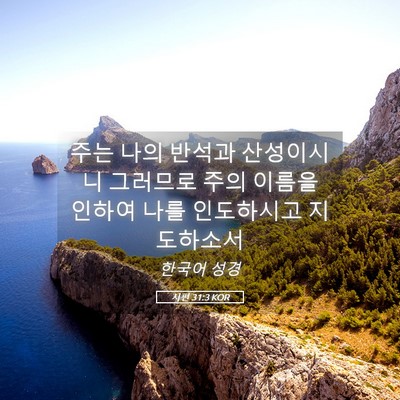 Picture 05 - 시편 31:3 KOR - 주는 나의 반석과 산성이시니 - Bible Verse Picture