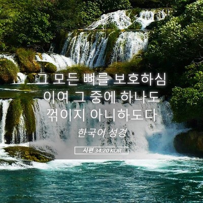 Picture 05 - 시편 34:20 KOR - 그 모든 뼈를 보호하심이여 그 중에 - Bible Verse Picture