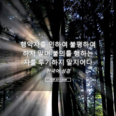 Picture 05 - 시편 37:1 KOR - 행악자를 인하여 불평하여 하지 말며 - Bible Verse Picture