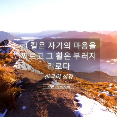 Picture 05 - 시편 37:15 KOR - 그 칼은 자기의 마음을 찌르고 그 - Bible Verse Picture