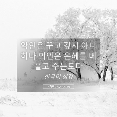 Picture 05 - 시편 37:21 KOR - 악인은 꾸고 갚지 아니하나 의인은 - Bible Verse Picture