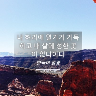 Picture 05 - 시편 38:7 KOR - 내 허리에 열기가 가득하고 내 살에 - Bible Verse Picture