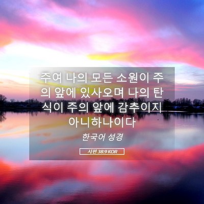 Picture 05 - 시편 38:9 KOR - 주여 나의 모든 소원이 주의 앞에 - Bible Verse Picture