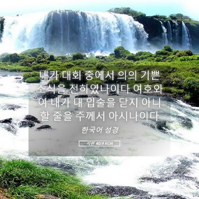 Picture 05 - 시편 40:9 KOR - 내가 대회 중에서 의의 기쁜 소식을 - Bible Verse Picture