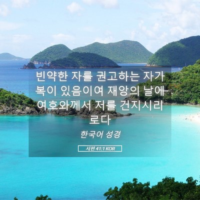 Picture 05 - 시편 41:1 KOR - 빈약한 자를 권고하는 자가 복이 - Bible Verse Picture