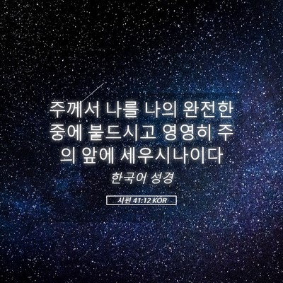 Picture 05 - 시편 41:12 KOR - 주께서 나를 나의 완전한 중에 - Bible Verse Picture