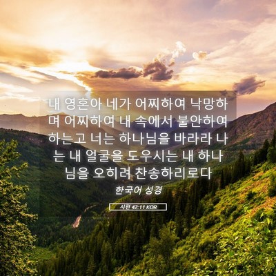 Picture 05 - 시편 42:11 KOR - 내 영혼아 네가 어찌하여 낙망하며 - Bible Verse Picture