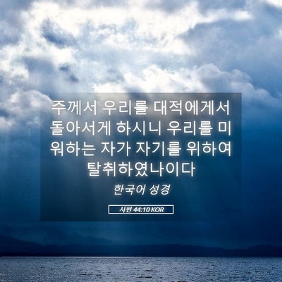 Picture 05 - 시편 44:10 KOR - 주께서 우리를 대적에게서 돌아서게 - Bible Verse Picture