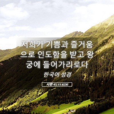 Picture 05 - 시편 45:15 KOR - 저희가 기쁨과 즐거움으로 인도함을 - Bible Verse Picture