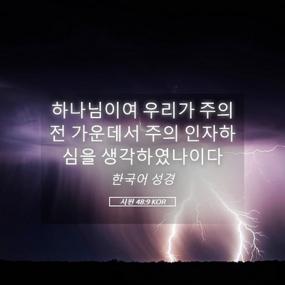 Picture 05 - 시편 48:9 KOR - 하나님이여 우리가 주의 전 가운데서 - Bible Verse Picture