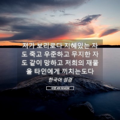 Picture 05 - 시편 49:10 KOR - 저가 보리로다 지혜있는 자도 죽고 - Bible Verse Picture