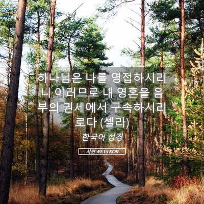 Picture 05 - 시편 49:15 KOR - 하나님은 나를 영접하시리니 - Bible Verse Picture