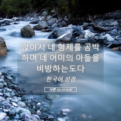 Picture 05 - 시편 50:20 KOR - 앉아서 네 형제를 공박하며 네 - Bible Verse Picture