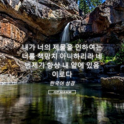 Picture 05 - 시편 50:8 KOR - 내가 너의 제물을 인하여는 너를 - Bible Verse Picture