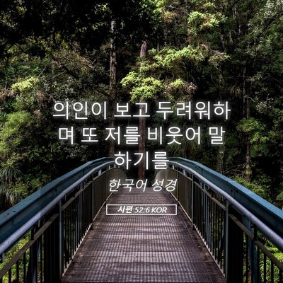 Picture 05 - 시편 52:6 KOR - 의인이 보고 두려워하며 또 저를 - Bible Verse Picture
