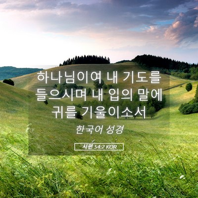 Picture 05 - 시편 54:2 KOR - 하나님이여 내 기도를 들으시며 내 - Bible Verse Picture