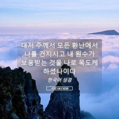 Picture 05 - 시편 54:7 KOR - 대저 주께서 모든 환난에서 나를 - Bible Verse Picture