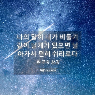 Picture 05 - 시편 55:6 KOR - 나의 말이 내가 비둘기 같이 날개가 - Bible Verse Picture
