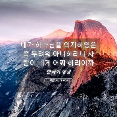 Picture 05 - 시편 56:11 KOR - 내가 하나님을 의지하였은즉 두려워 - Bible Verse Picture