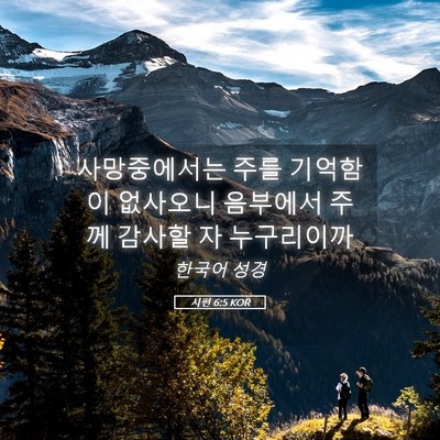 Picture 05 - 시편 6:5 KOR - 사망중에서는 주를 기억함이 - Bible Verse Picture
