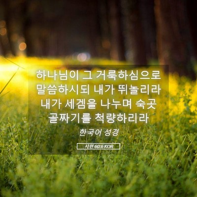 Picture 05 - 시편 60:6 KOR - 하나님이 그 거룩하심으로 - Bible Verse Picture