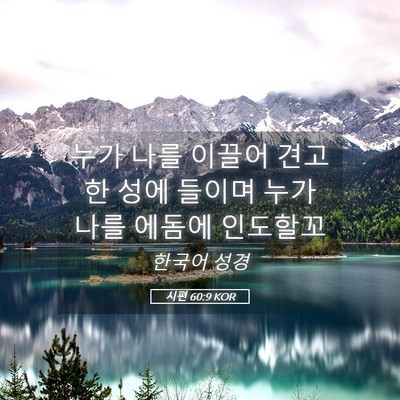 Picture 05 - 시편 60:9 KOR - 누가 나를 이끌어 견고한 성에 - Bible Verse Picture