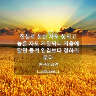 Picture 05 - 시편 62:9 KOR - 진실로 천한 자도 헛되고 높은 자도 - Bible Verse Picture