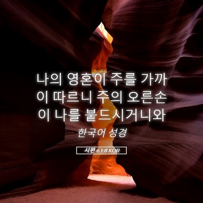 Picture 05 - 시편 63:8 KOR - 나의 영혼이 주를 가까이 따르니 - Bible Verse Picture