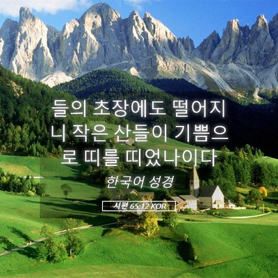 Picture 05 - 시편 65:12 KOR - 들의 초장에도 떨어지니 작은 산들이 - Bible Verse Picture