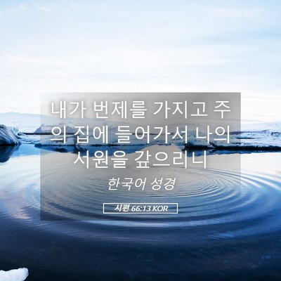 Picture 05 - 시편 66:13 KOR - 내가 번제를 가지고 주의 집에 - Bible Verse Picture