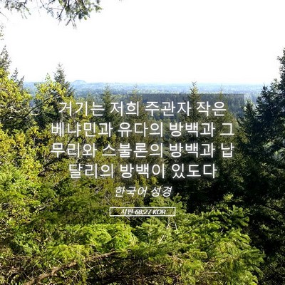Picture 05 - 시편 68:27 KOR - 거기는 저희 주관자 작은 베냐민과 - Bible Verse Picture