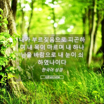 Picture 05 - 시편 69:3 KOR - 내가 부르짖음으로 피곤하여 내 목이 - Bible Verse Picture