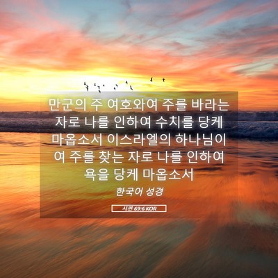 Picture 05 - 시편 69:6 KOR - 만군의 주 여호와여 주를 바라는 - Bible Verse Picture