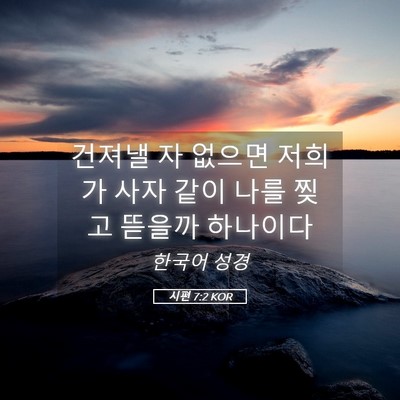 Picture 05 - 시편 7:2 KOR - 건져낼 자 없으면 저희가 사자 같이 - Bible Verse Picture