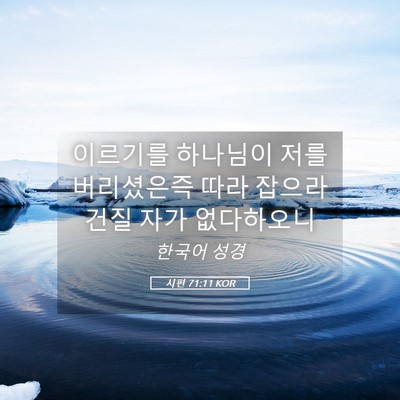 Picture 05 - 시편 71:11 KOR - 이르기를 하나님이 저를 버리셨은즉 - Bible Verse Picture